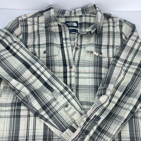 EUC The North Face Campridge Plaid Button Front Pockets Women's Shift Dress M - Picture 5 of 13